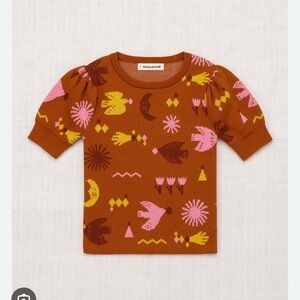 New Misha + Puff Frankie Top in Gingerbread Daleyden Fete  Jacquard size 8y
